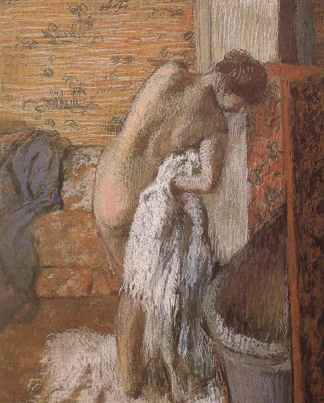 Edgar Degas woman towel off her body after  bath France oil painting art